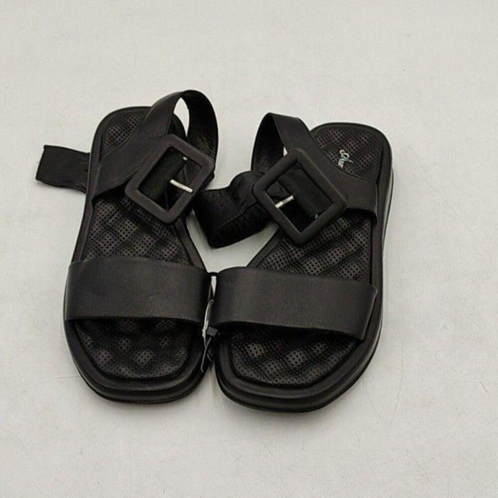 Anna Luzzi Shoes Womens Black Slingback Strappy Sandals Buckle Comfort Size 9.5